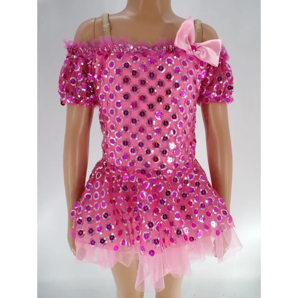Pre-Owned Dance Costume Curtain Call E369 Small Child Hot Pink Jazz